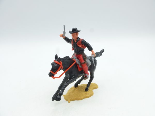 Timpo Toys Cowboy 4th version on horseback, shooting 2 pistols