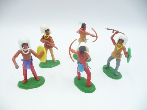 Elastolin 5,4 cm Set Indianer (5 Figuren) mit vielen Waffen