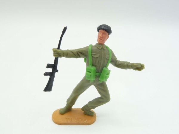 Timpo Toys Englischer Soldat 1. Version, MG neben dem Körper ausgestreckt