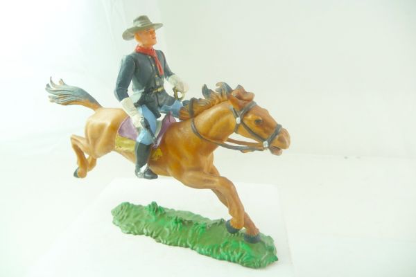 Elastolin 7 cm US-Kavallerist zu Pferd mit Pistole, Nr. 7030 - sehr guter Zustand