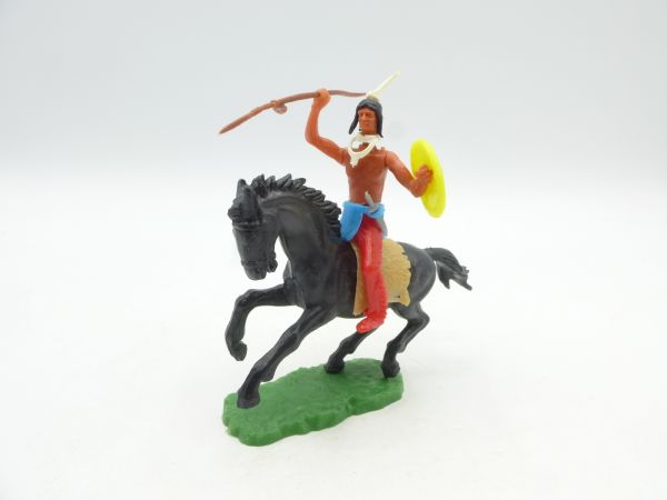 Elastolin 5,4 cm Indian riding with spear + shield