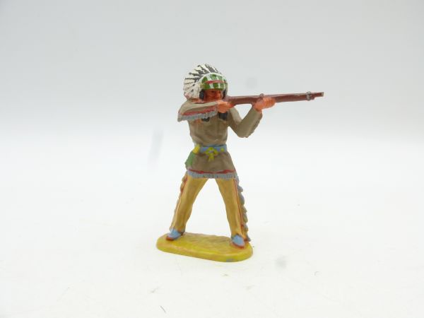 Elastolin 4 cm Indianer stehend schießend, Nr. 6840, hellbraune Tunika