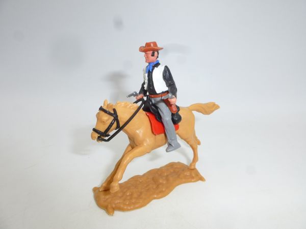 Timpo Toys Cowboy 3rd version (big head) riding, shooting with 2 pistols