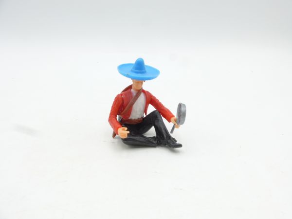 Elastolin 5,4 cm Mexikaner sitzend mit Pfanne (+ Waffe im Gurt)