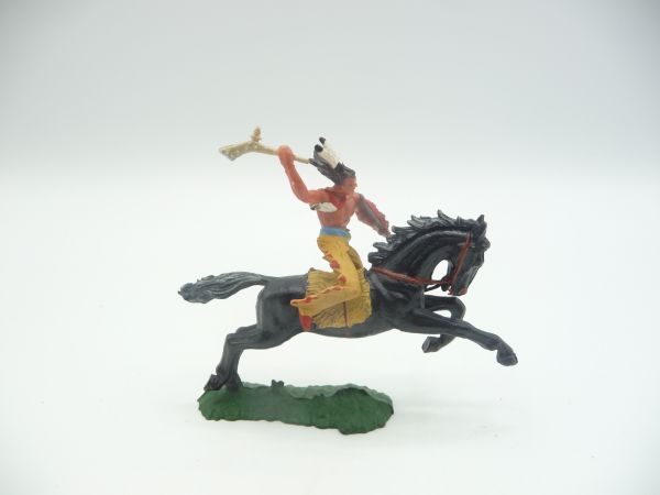 Elastolin 4 cm Indianer zu Pferd mit Keule, Nr. 6852 - tolle frühe Figur