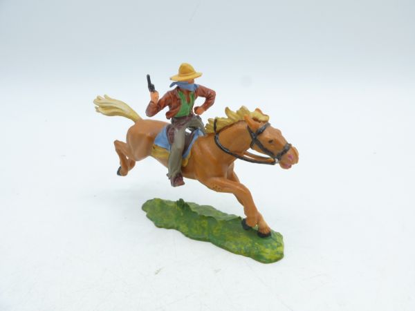 Elastolin 4 cm Bandit riding with pistol, No. 7001
