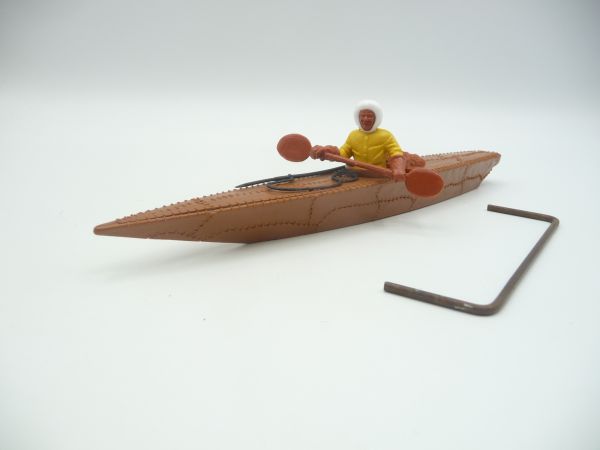 Timpo Toys Eskimo kayak brown with yellow Eskimo - brand new