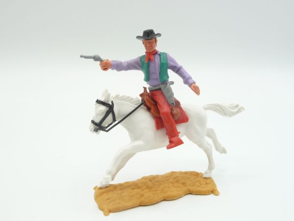 Timpo Toys Cowboy 3rd version on horseback, firing pistol