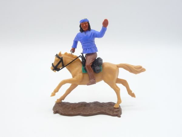 Timpo Toys Apache riding medium-blue with knife - great base plate