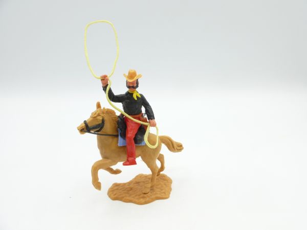 Timpo Toys Cowboy 3. Version reitend mit Lasso - toller Kopf