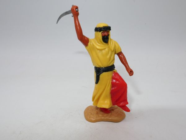 Timpo Toys Araber, gelb, auf einem Bein, mit Säbel ausholend