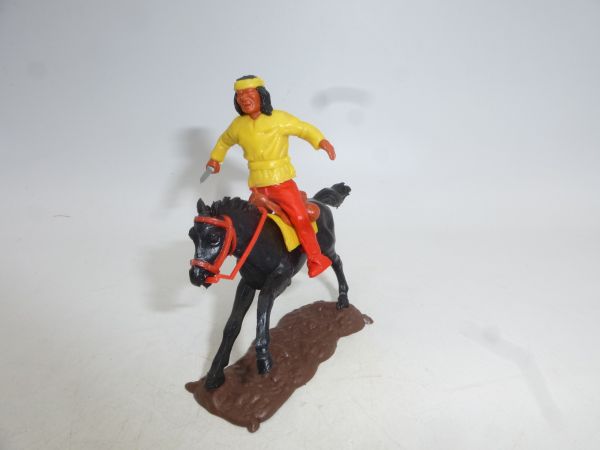 Timpo Toys Apache reitend, gelb mit Messer - tolle Kombi / Bodenplatte