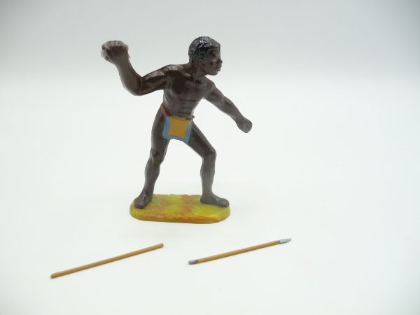 Elastolin 7 cm African standing with spear, No. 8200, painting 3a - spear not Elastolin