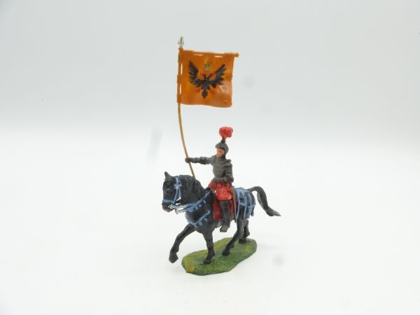Elastolin 4 cm Banner bearer on pacing horse, No. 9085 - as new
