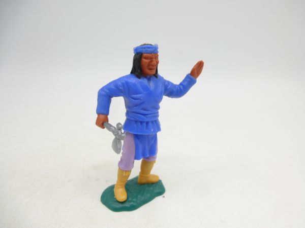 Timpo Toys Apache, dunkelblau, stehend mit Tomahawk