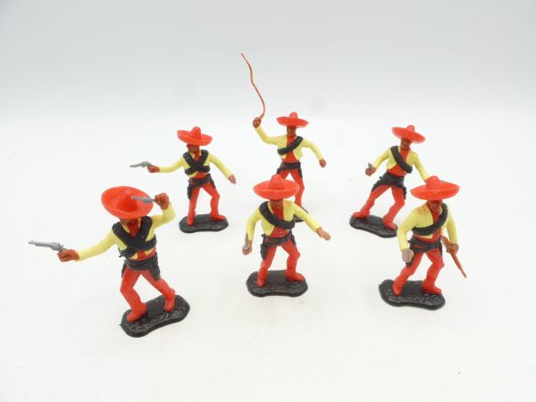Timpo Toys Group of Mexicans on foot (6 figures), red/yellow