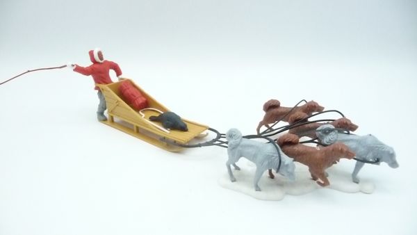 Timpo Toys Hundeschlitten (Fahrer rotes Oberteil) - sehr guter Zustand