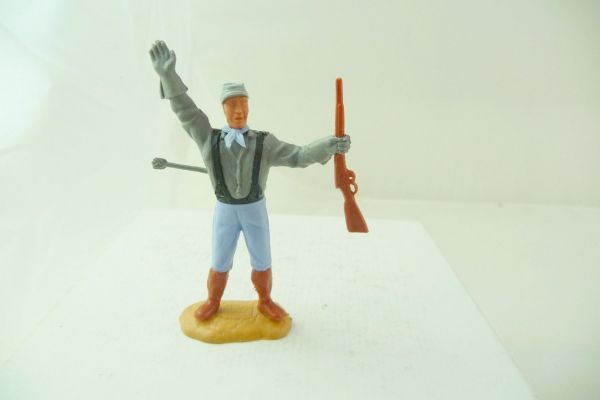 Timpo Toys Confederate Army soldier, hit by arrow, black braces