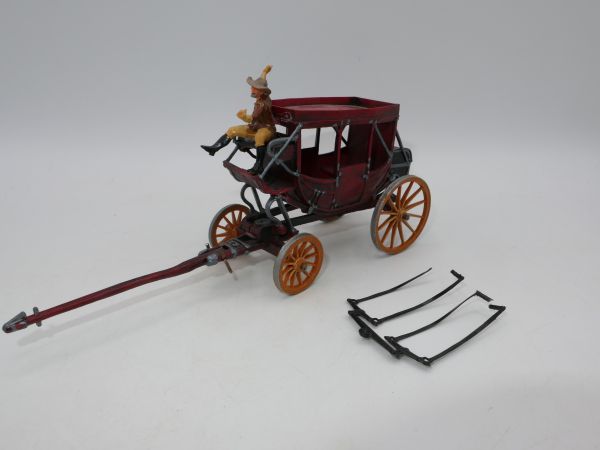 Elastolin 4 cm (damaged) Stagecoach chassis with coachman (fixed)
