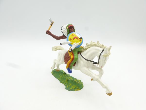 Preiser 7 cm Indianer zu Pferd mit Tomahawk, Nr. 6844 - ladenneu