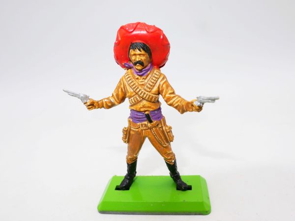 Britains Deetail Mexican standing, firing 2 pistols, red sombrero