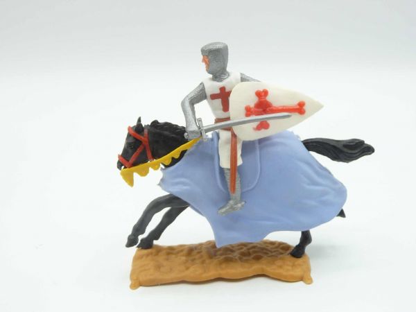 Timpo Toys Kreuzritter 2. Version reitend mit Schwert vor dem Körper