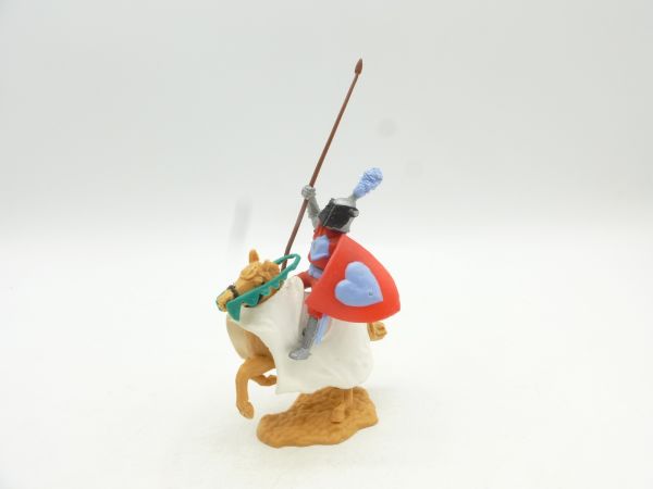 Timpo Toys Visor knight riding with lance, red/light blue