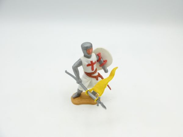 Timpo Toys Kreuzritter 2. Version laufend mit Fahne + Schild