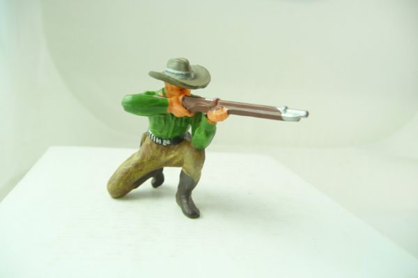 Elastolin 7 cm Trapper / Cowboy kniend schießend, Nr. 6964 - tolle Bemalung