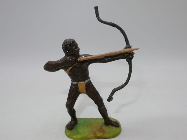 Elastolin 7 cm (beschädigt) Afrikaner stehend mit Bogen - frühe 3a Bemalung