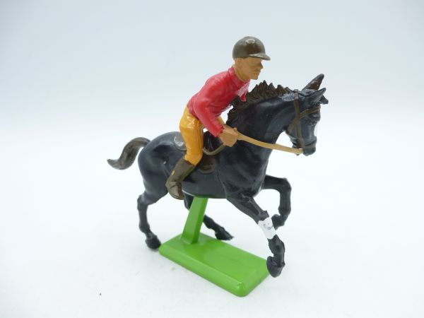Britains Swoppets Jockey (red) on horse - with metal base