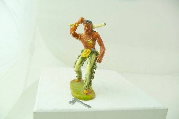 Elastolin 7 cm (damaged) Indian really throwing tomahawk, painting 2a - only arm damaged