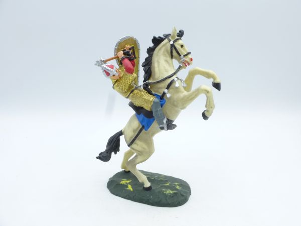 Elastolin 7 cm Norman on horseback with mace, No. 8880 - see photos