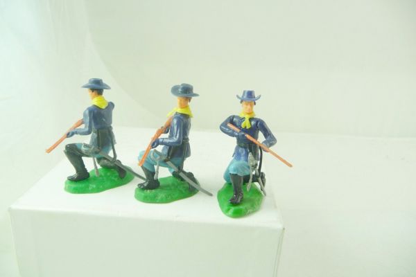 Elastolin 5,4 cm 3 Union Army soldiers firing with rifle - modification, great figures