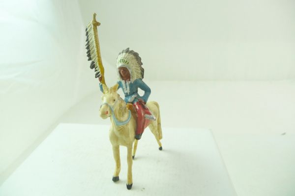 Merten 4 cm Indian chief on horseback with lance - early painting