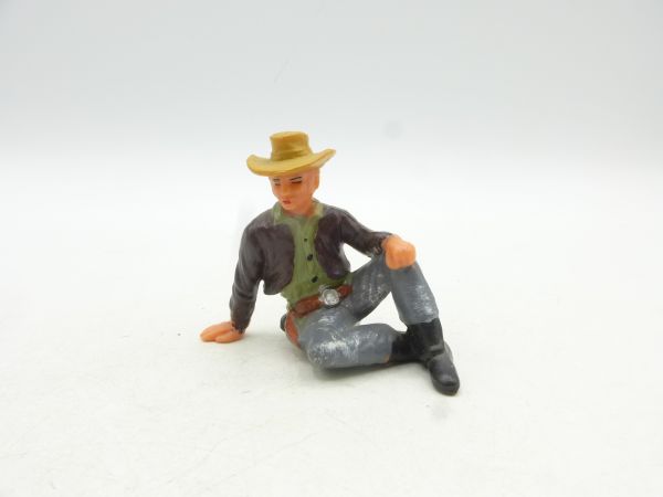 Elastolin 7 cm Cowboy sitting with hat, No. 6962