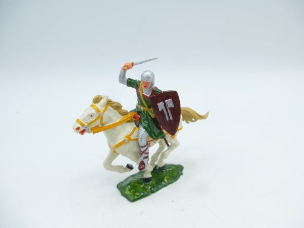Elastolin 4 cm Norman on horseback with sword, No. 8857