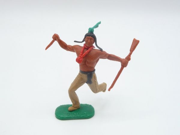 Timpo Toys Indianer 2. Version laufend mit Messer + Gewehr - frühe Figur