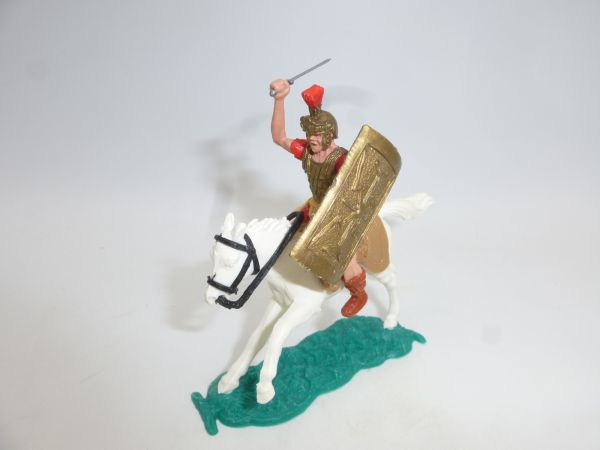 Timpo Toys Römer reitend, rot, Kurzschwert von oben schlagend