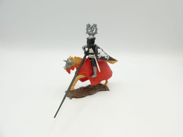 Timpo Toys Tournament knight riding black/white with black lance