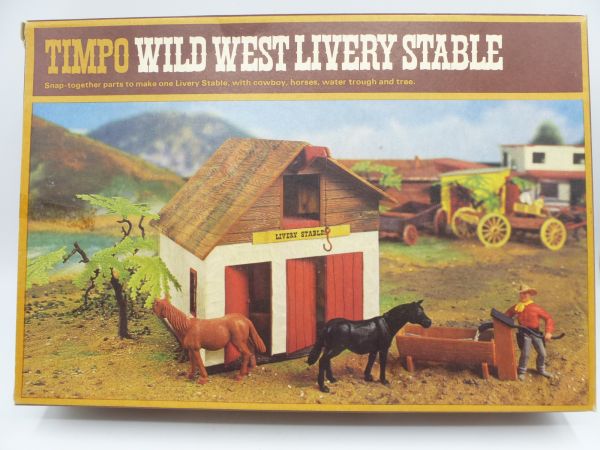 Timpo Toys Livery Stable - orig. packaging, complete, buildings assembled
