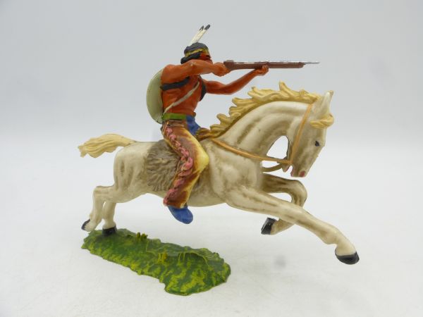 Elastolin 7 cm Indianer zu Pferd mit Gewehr, Nr. 6845, Bem. 2 - unbespielt