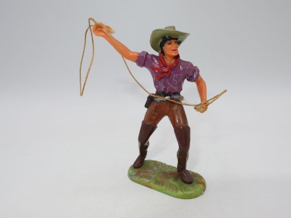Elastolin 7 cm Cowboy with lasso (purple shirt), No. 6978 - brand new