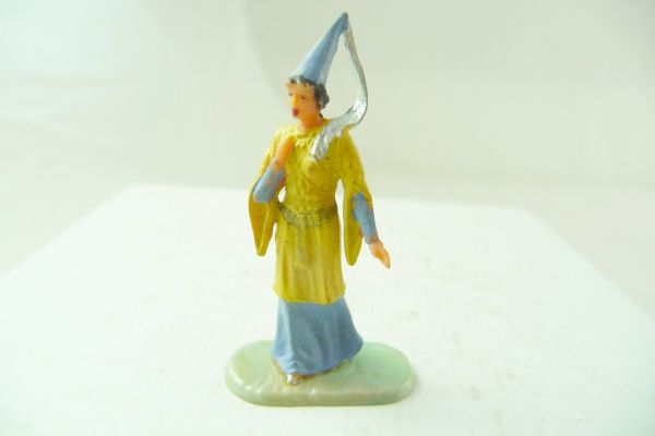 Elastolin 4 cm Burgfräulein, Nr. 8810, gelb/blau - schöne frühe Figur
