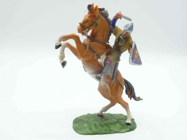 Elastolin 7 cm Normanne mit Schwert zu Pferd, Nr. 8884 - tolle Bemalung, tolles Gesicht