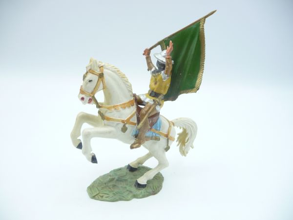 Starlux Ritter mit Fahne auf aufsteigendem Pferd - frühe Version