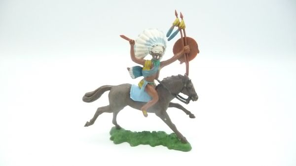 Britains Swoppets Chief riding with knife, spear + shield