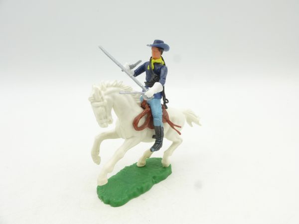 Elastolin 5,4 cm Union Army Soldier riding with sabre + pistol