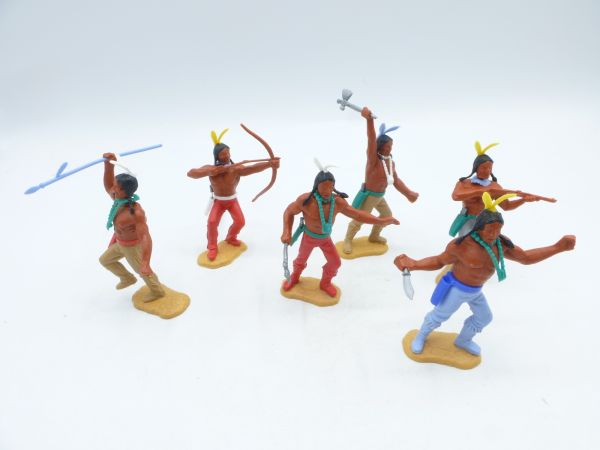 Timpo Toys Indianer 3. Version (großer Kopf), 6 Figuren - schöne Gruppe