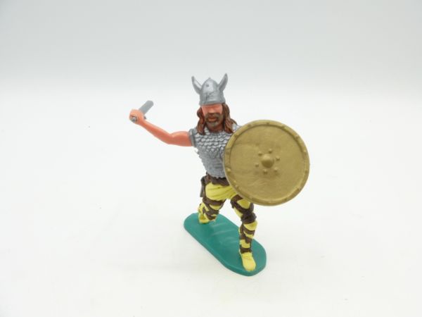 Timpo Toys Viking going forward, lunging with sword, golden shield